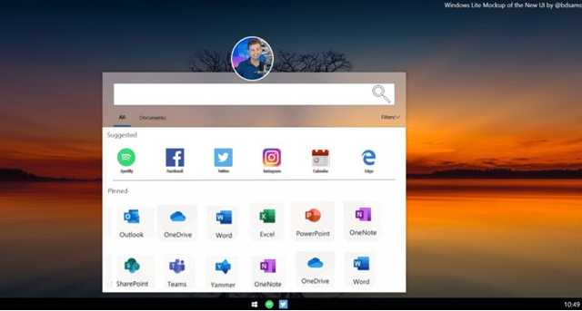 微软Win10 Lite OS主界面类似于Chrome OS的应用程序抽屉