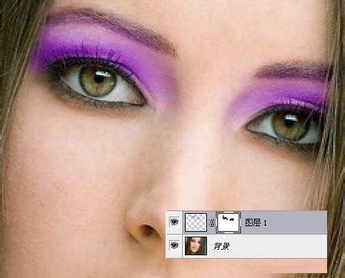 用PS怎么给美女照片加上紫色眼影效果(5)