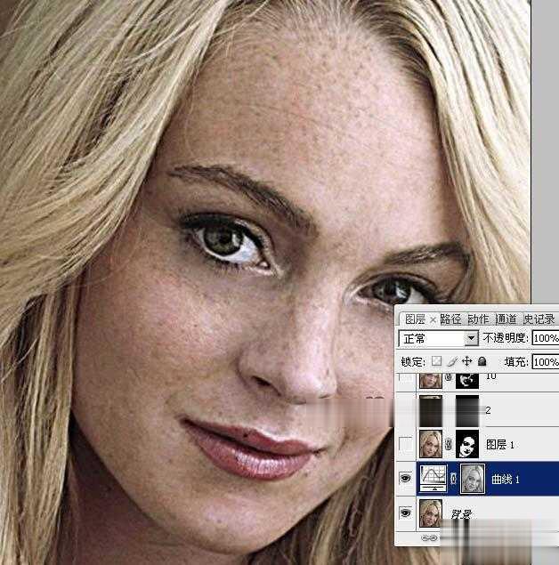 photoshop利用高斯模糊滤镜将满脸雀斑人物光滑磨皮教程(3)