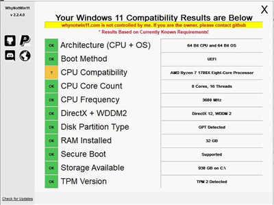 不符 Windows 11 升级资格 自製工具明确检测电脑为何不过关(2)