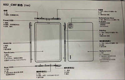 疑似小米平板 5 CMF 示意图曝光配备磁吸无线充电手写笔和四扬声器