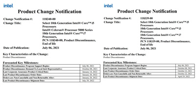 Intel正式退役Ice Lake-U、Comet Lake-U和Lakefield CPU系列(1)