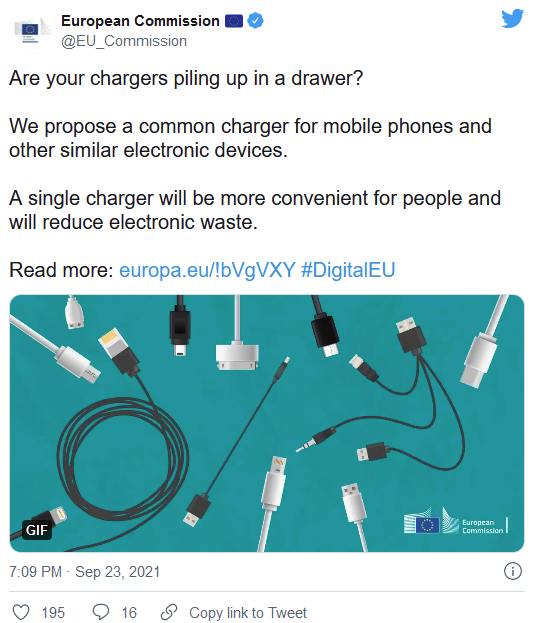 欧盟正式提交统一充电接口议案 苹果称扼杀创新：或发无端口iPhone