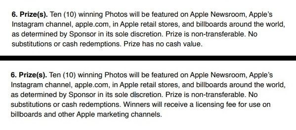 苹果更改iPhone摄影大赛页面：获奖照片可得到报酬(1)