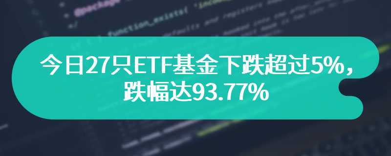 今日27只ETF基金下跌超过5%，跌幅达93.77%