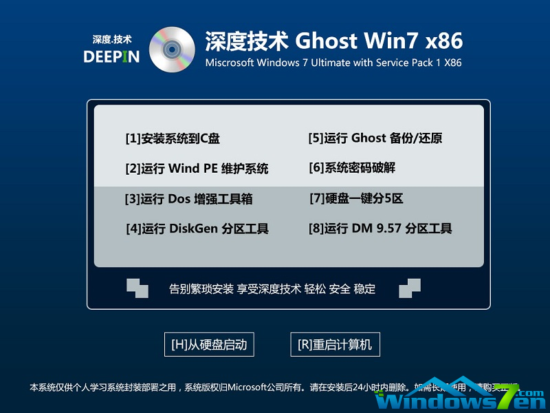 深度技术Ghost win7系统装机版32位制作方法